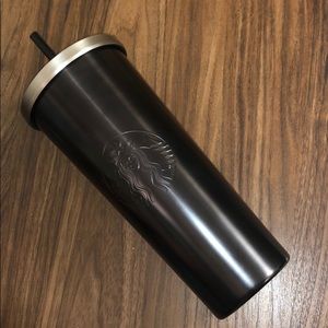 Starbucks black silver stainless steel tumblr 24oz